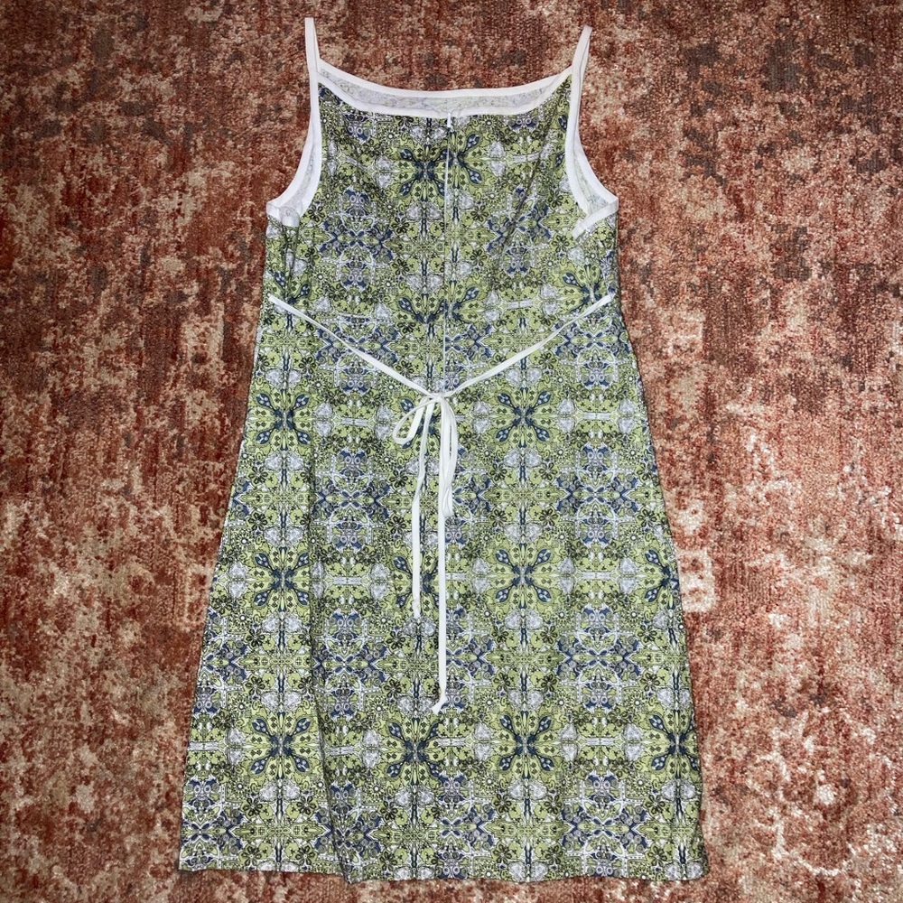 Vintage Y2k Green Cotton Patterned Apron Dress View 3